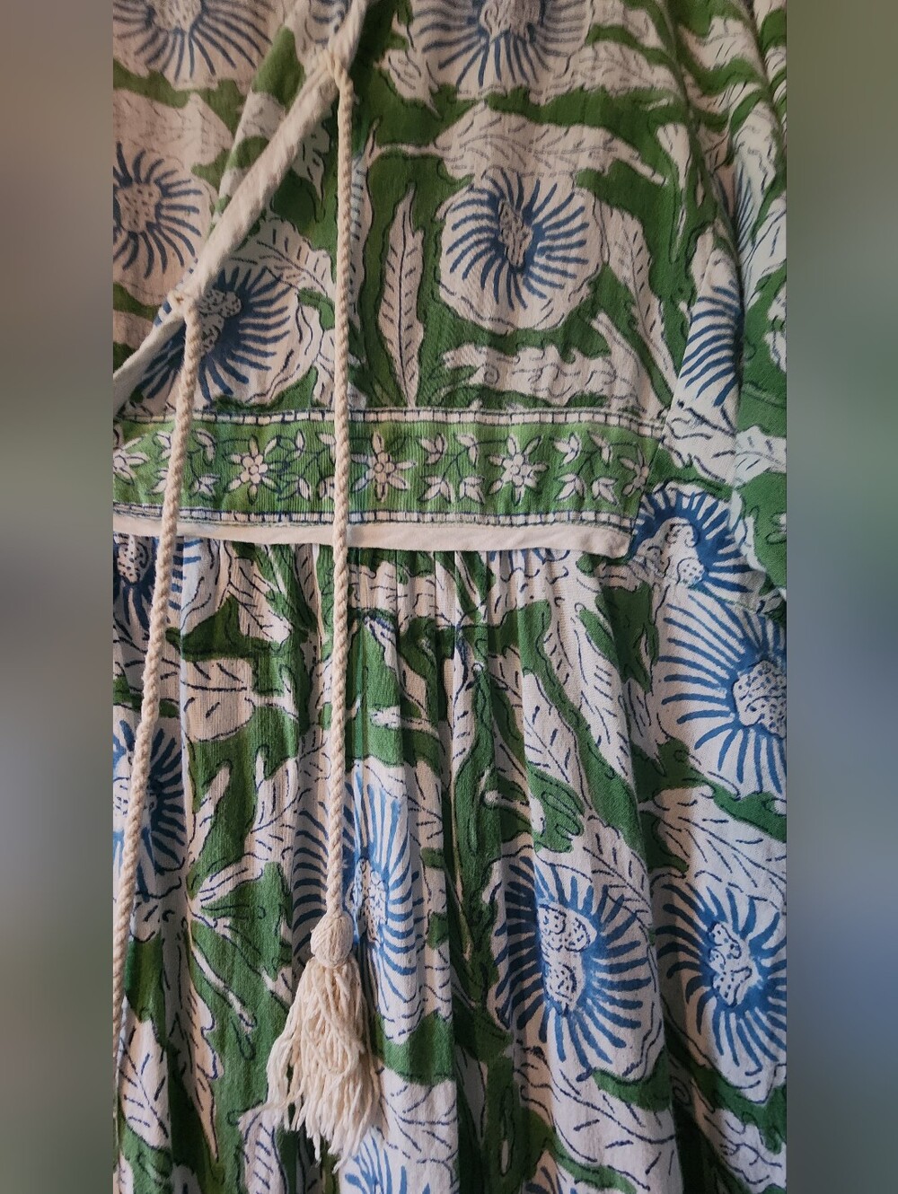 Block Print Cotton Maxi Dress Sz L - Picture 4 of 9